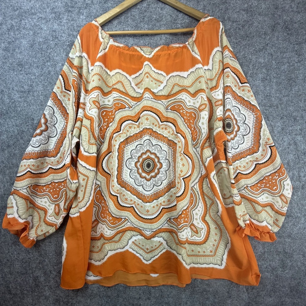 Womens Blouse Medallion XL Oversized Boho 70s Revival Psychedelic Indie Festival - Picture 6 of 6